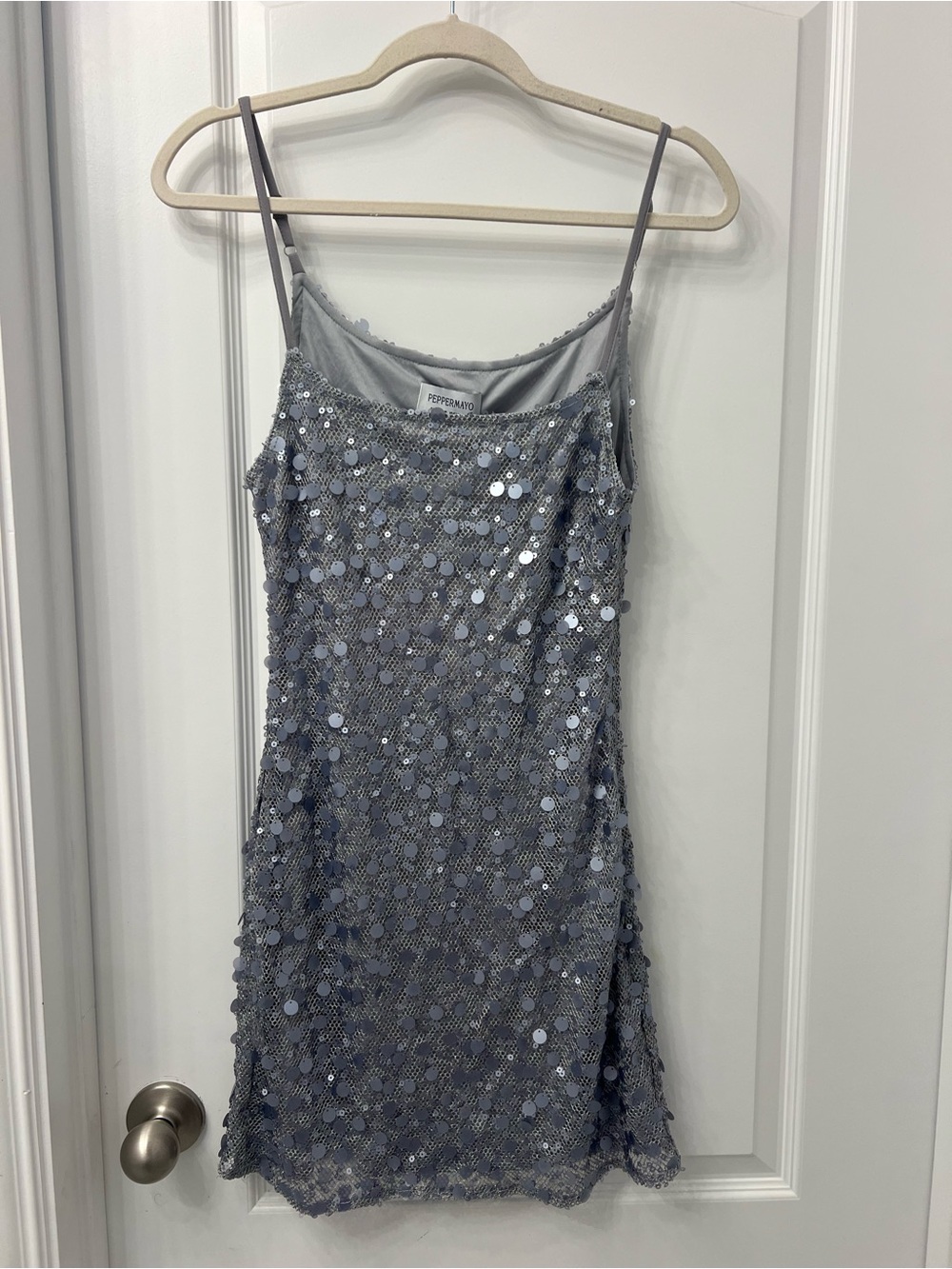 Peppermayo Silver Sequin Mini Dress